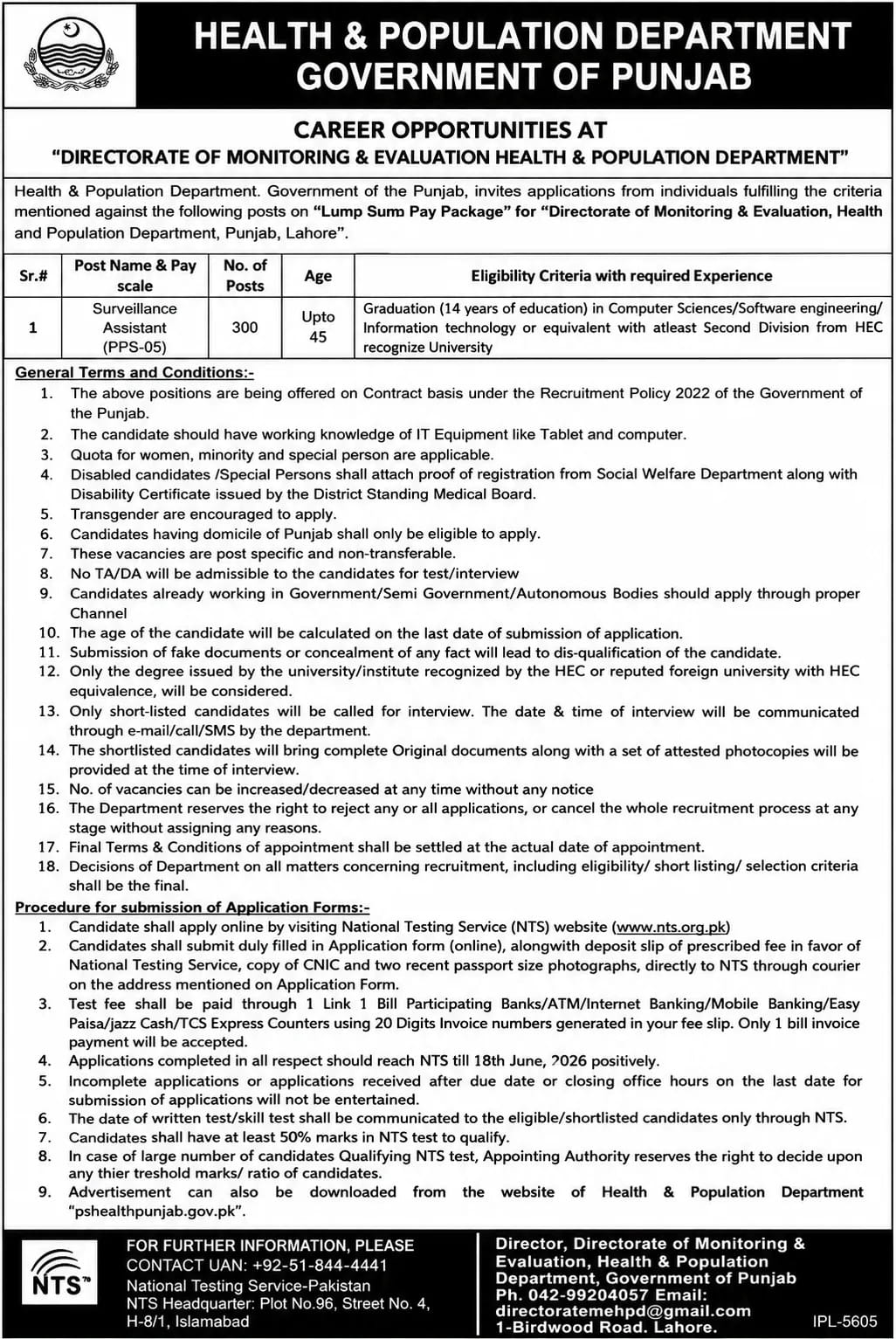 Health & Population Department Punjab Job